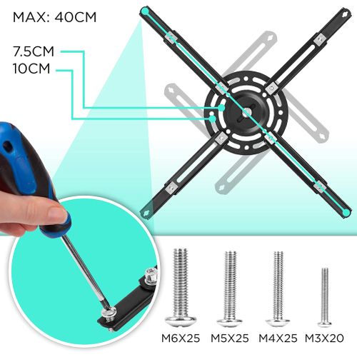 Pb03xb Support Vidéoprojecteur Universel Inclinable - Charge Maximale 13,6 Kg - Installation Plafond