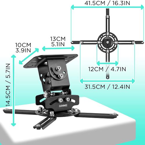 Pb03xb Support Vidéoprojecteur Universel Inclinable - Charge Maximale 13,6 Kg - Installation Plafond