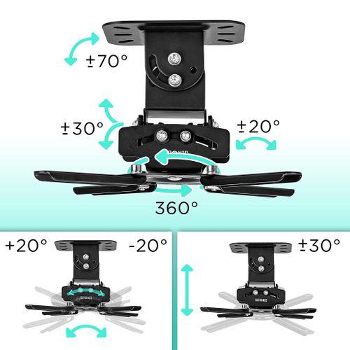 Pb03xb Support Vidéoprojecteur Universel Inclinable - Charge Maximale 13,6 Kg - Installation Plafond