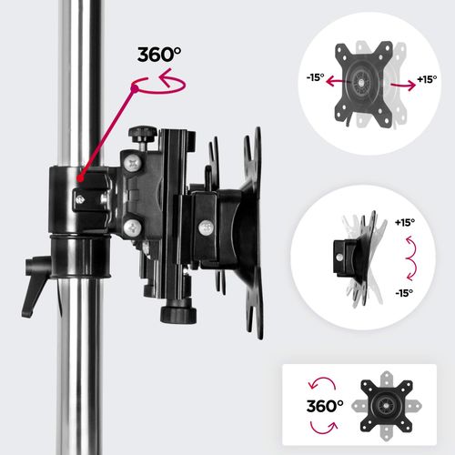 Dm756 Support Sextuple 6 écrans Sur Socle - Hauteur Ajustable - Potence De 70 Cm - Vesa 75/100
