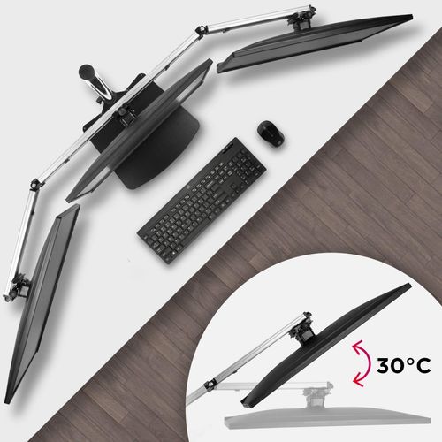 Dm756 Support Sextuple 6 écrans Sur Socle - Hauteur Ajustable - Potence De 70 Cm - Vesa 75/100