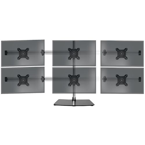 Dm756 Support Sextuple 6 écrans Sur Socle - Hauteur Ajustable - Potence De 70 Cm - Vesa 75/100