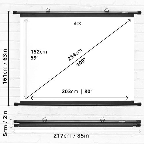 Ecran De Projection Bps100 /43 Avec Barres Et Crochets Pour Vidéoprojecteur - 100 Pouces