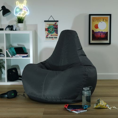 Pouf Icon Inclinable à Dossier Haut Intérieur Extérieur, Salon, Jardin, Gris Anthracite, 84 X 84cm
