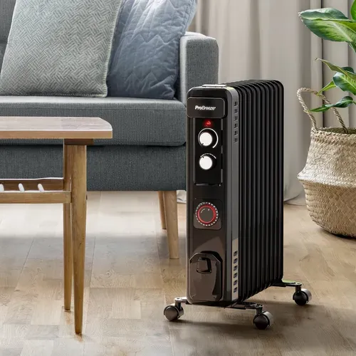 Radiateur à Huile Compact De 2 500 W Avec 11 Ailettes Et Contrôle Du Thermostat