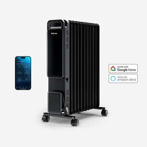 Radiateur Omniwarm 2500w, 11 Ailettes, Huile, Affichage Numérique, Contrôle Intelligent - Noir