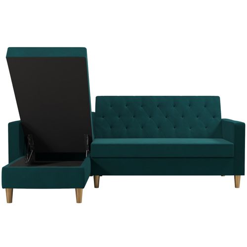 Liberty-canapé-lit 3 Places Avec Méridienne En Tissu Vert