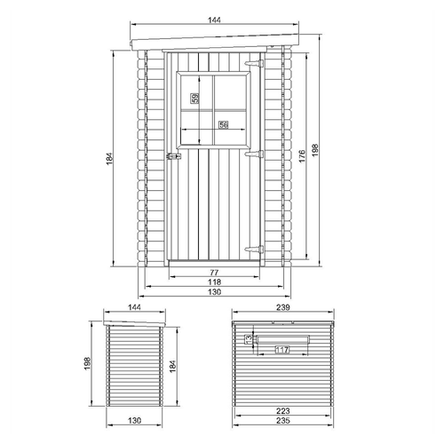 M306 Abri De Jardin En Bois - L239xl144xh198 Cm/2.63 M2