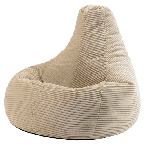 Pouf Poire Dalton Inclinable Velours Côtelé Beige Galet, Salon, Chambre, 90x84x73cm