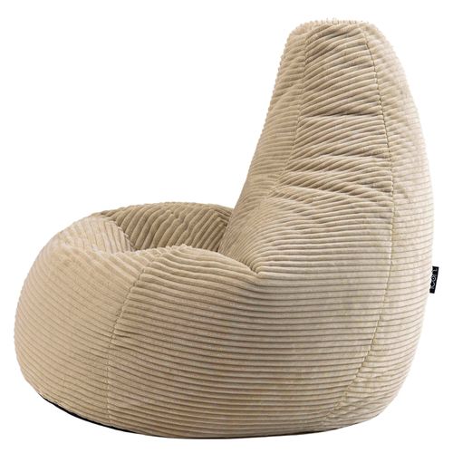 Pouf Poire Dalton Inclinable Velours Côtelé Beige Galet, Salon, Chambre, 90x84x73cm