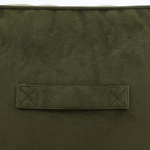 Pouf Fauteuil Natalia Avec Repose-pied Carré Velours Vert Olive, 88 X 100cm