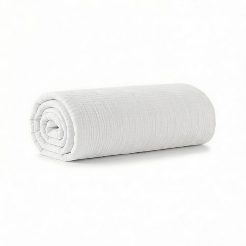 Drap Housse 160x200+35 Cm Gaze De Coton - Coton 57 Fils Blanc