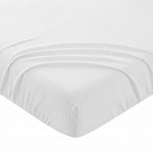 Drap Housse 160x200+35 Cm Gaze De Coton - Coton 57 Fils Blanc