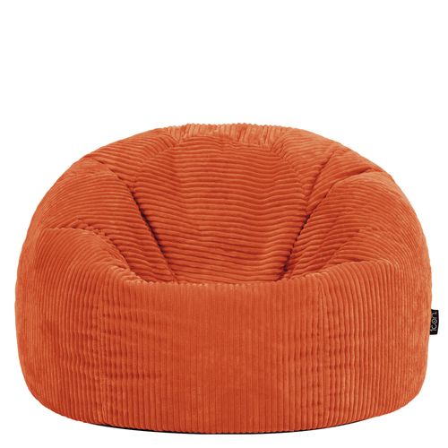 Pouf Poire Classique Kingston En Velours Côtelé Orange Terracotta 85x85x50cm