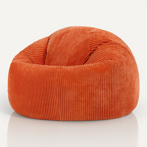 Pouf Poire Classique Kingston En Velours Côtelé Orange Terracotta 85x85x50cm