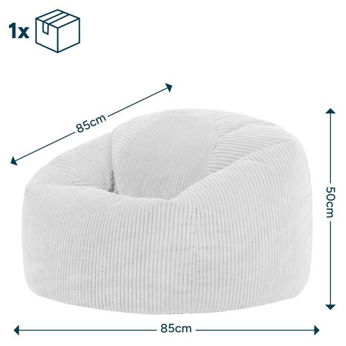 Pouf Poire Classique Kingston En Velours Côtelé Orange Terracotta 85x85x50cm