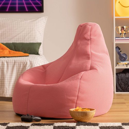 Pouf Poire Gamer à Dossier Incliné En Maille Mesh Tech Rose Clair, Salon, Chambre, 90x84x73cm