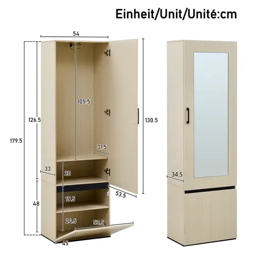 Vestiaire D'entrée Avec Miroir, Banc, Bois
