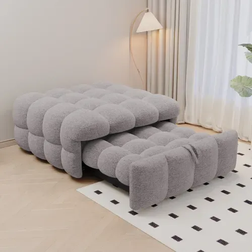 Chauffeuse Convertible 2 En 1 Avec Lit D’appoint Pliable, Gris