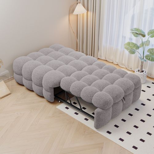 Chauffeuse Convertible 2 En 1 Avec Lit D’appoint Pliable, Gris