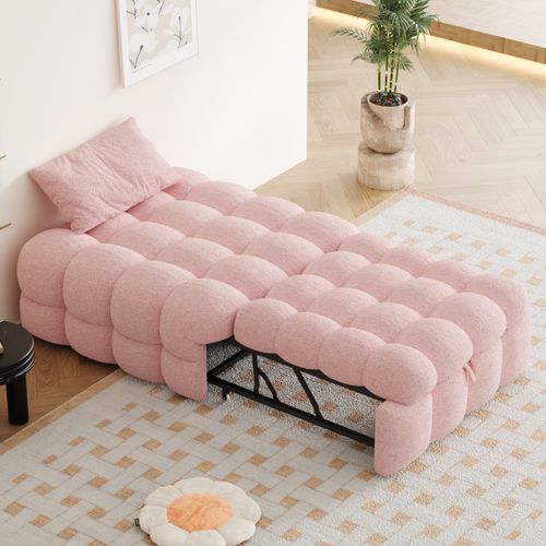 Chauffeuse Convertible 2 En 1 Avec Lit D’appoint Pliable, Rose