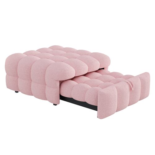 Chauffeuse Convertible 2 En 1 Avec Lit D’appoint Pliable, Rose