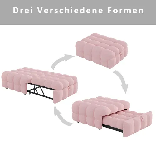 Chauffeuse Convertible 2 En 1 Avec Lit D’appoint Pliable, Rose