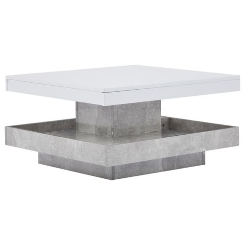 Table Basse Carrée Avec Un Bureau Rotatif à 360° Et Plusieurs Compartiments De Rangement