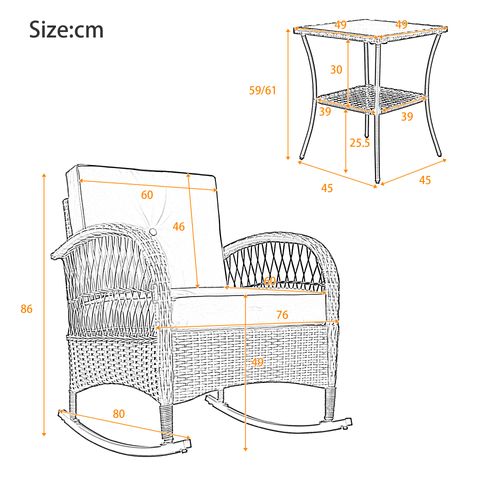 Salon De Jardin Avec 1 Table Et 2 Chaises à Bascule