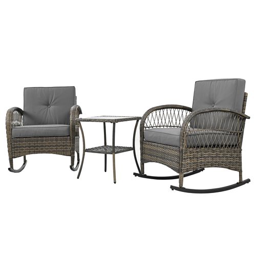 Salon De Jardin Avec 1 Table Et 2 Chaises à Bascule