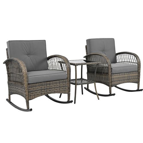 Salon De Jardin Avec 1 Table Et 2 Chaises à Bascule