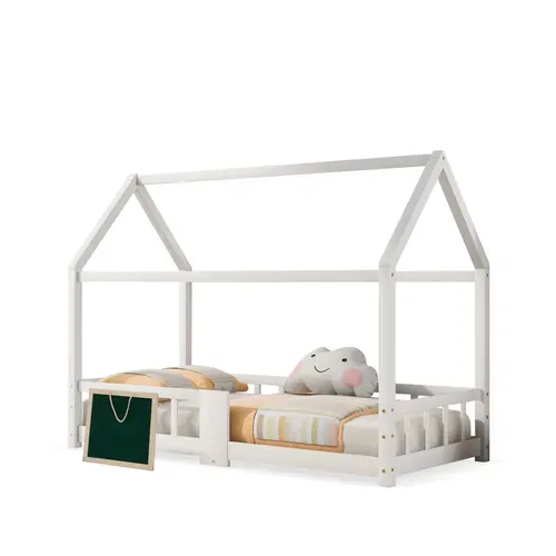 Lit Enfant Lit Cabane 90 X 200 Cm Sommier Inclus Blanc