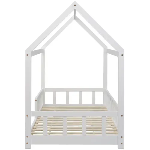 Lit Enfant Lit Cabane 90 X 200 Cm Sommier Inclus Blanc