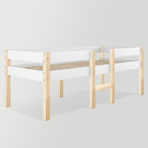 Lit Enfant 90 X 200 Cm Blanc Et Chêne - Lit Enfant