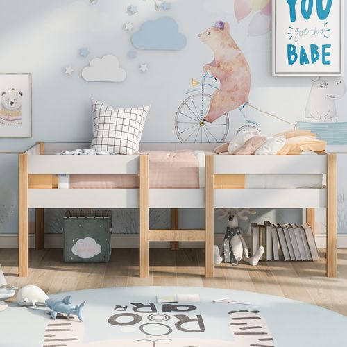 Lit Enfant 90 X 200 Cm Blanc Et Chêne - Lit Enfant