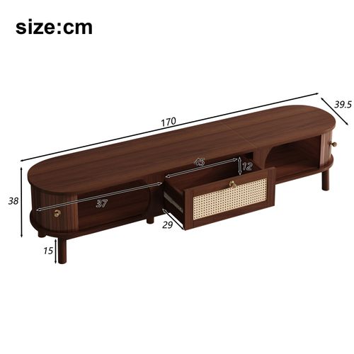 Meuble TV Avec 2 Portes Et 1 Tiroir En Rotin