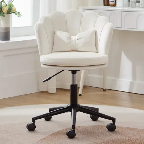 Fauteuil De bureau Pivote à 360°, Avec Coussin Beige