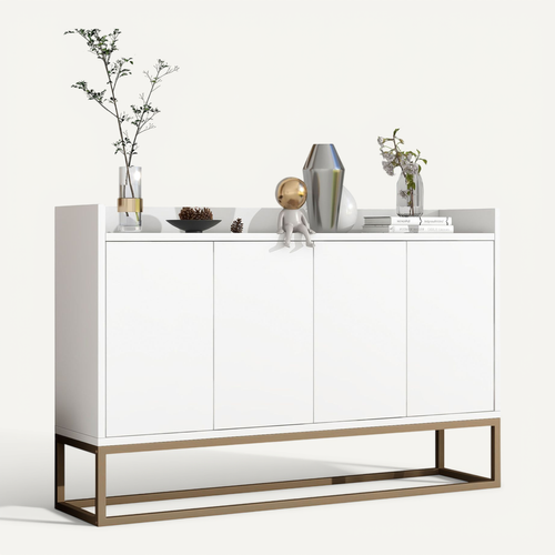 Buffet Avec 4 Portes En Blanc - Meuble De Rangement