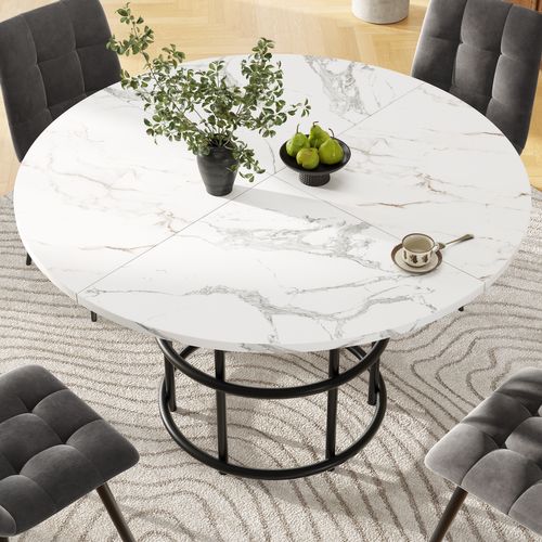 Table à Manger Ronde LEYTN (100×100×76cm) Design Moderne 4-6 Personnes, Convient Pour Salle à