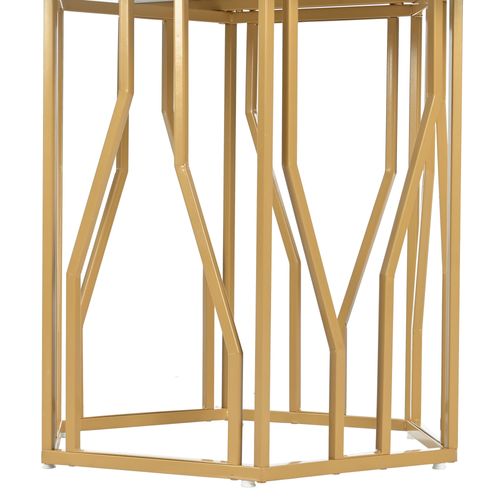Table à Manger Hexagone Avec Pieds En Métal Blanc