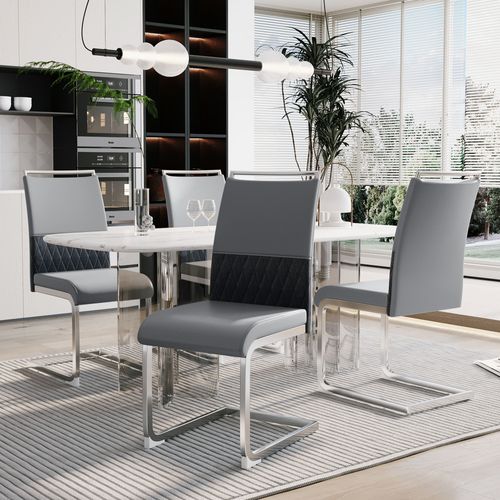 Lot De 4 Chaise De Cuisine Chaises De Salle à Manger - Pu Gris