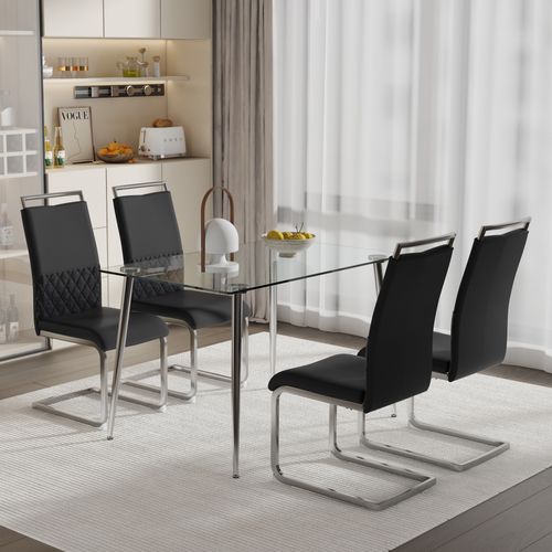 Lot De 4 Chaise De Cuisine Chaises De Salle à Manger - Pu Noir