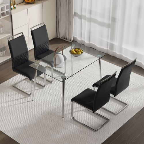 Lot De 4 Chaise De Cuisine Chaises De Salle à Manger - Pu Noir