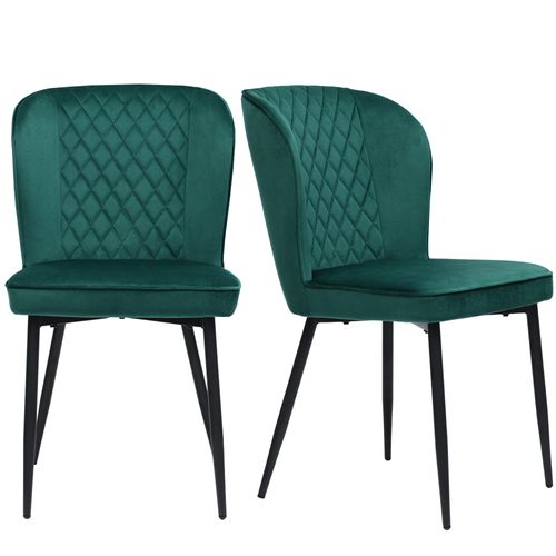 Lot De 2 Chaise De Cuisine Chaises De Salle à Manger - Velours Vert