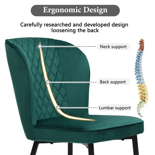 Lot De 2 Chaise De Cuisine Chaises De Salle à Manger - Velours Vert