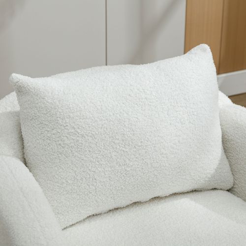 Fauteuil Teddy Avec Coussins Et Pieds En Bois Massif Blanc