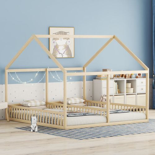 Lit Cabane Lit Enfant Lit Double 2 X 90 X 200cm En Bois