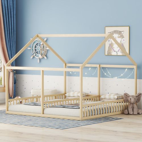 Lit Cabane Lit Enfant Lit Double 2 X 90 X 200cm En Bois