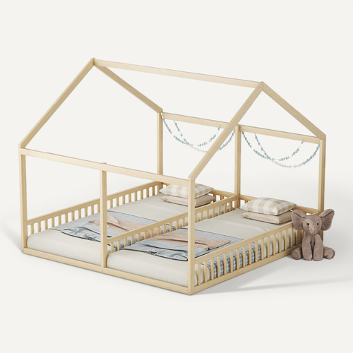 Lit Cabane Lit Enfant Lit Double 2 X 90 X 200cm En Bois