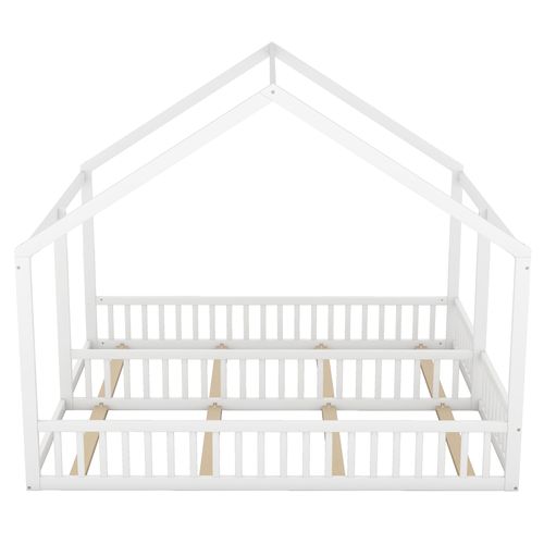 Lit Cabane Lit Enfant Lit Double 2 X 90 X 200cm En Blanc